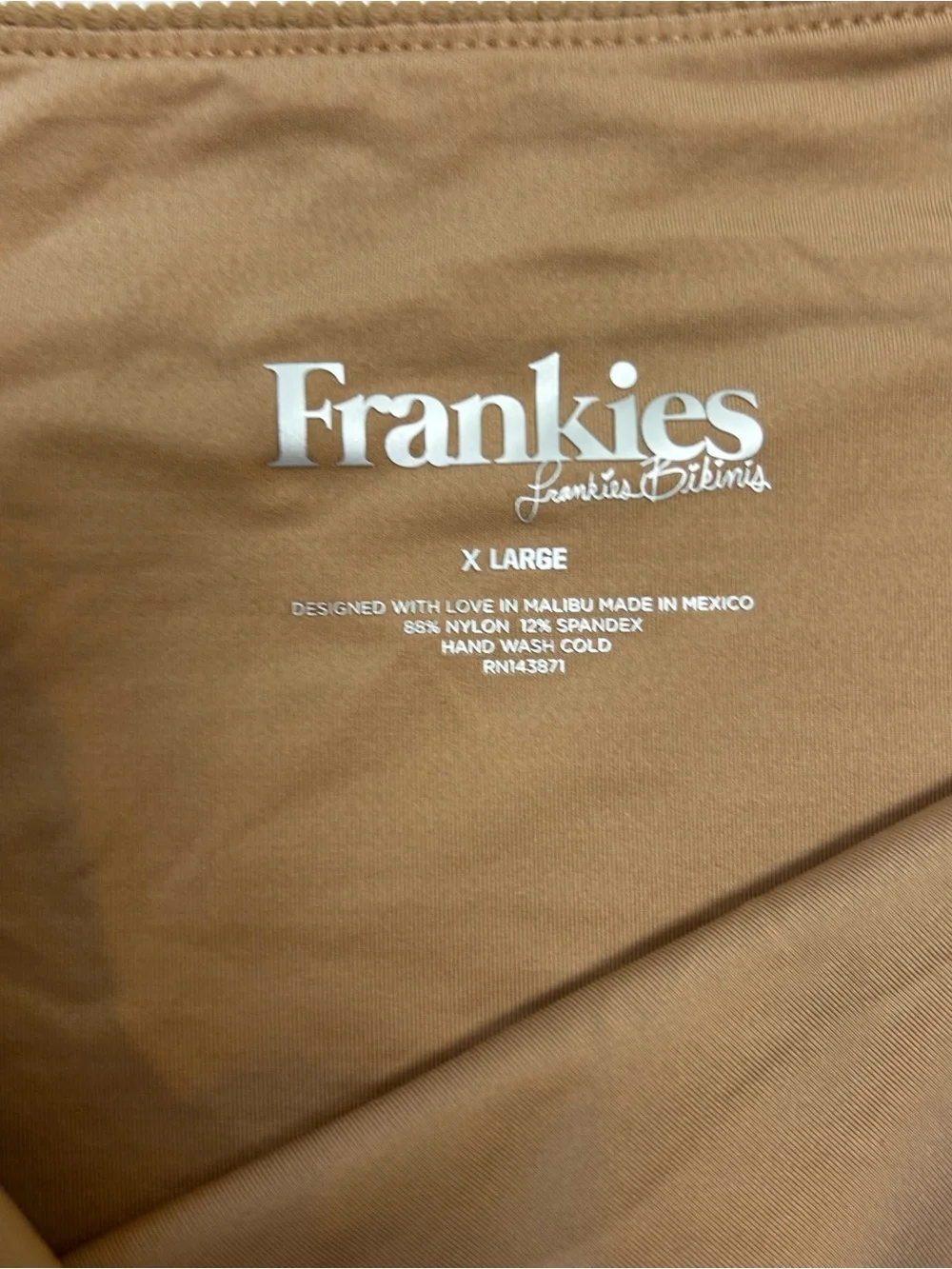 NWT Frankies Bikinis Jenna Ribbed Bandeau Bikini Set Sand XL — High Rise Cheeky
